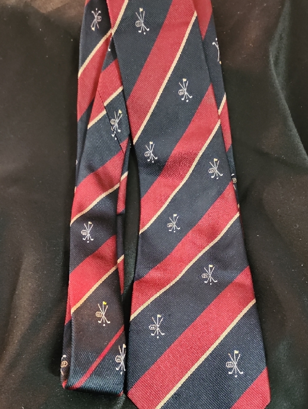 Gucci Navy, Burgundy and Gold VINTAGE Tie - Picture 10 of 13